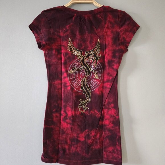 Dragonfire Phoenix Red & Black Tie Dye Dragon Tee (Small) NWOT - Picture 4 of 6